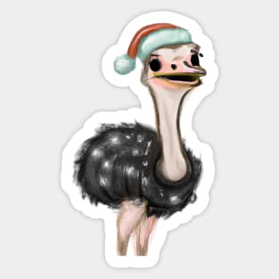 Cute Ostrich Drawing Sticker